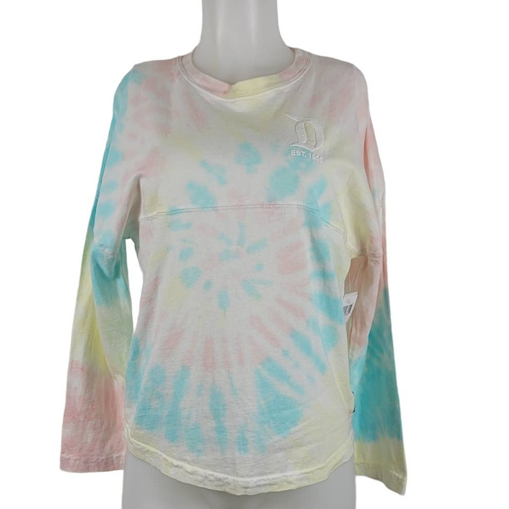 Disney Spirit Jersey Tie Dye Large Sparkle Spell-Out Back Top US XL 14 NWT
